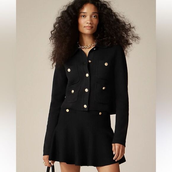 J Crew Jacket XXS Feminine Patch-pocket Sweater Lady Jacket Black - Picture 3 of 9